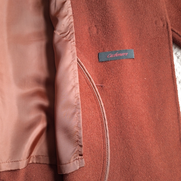 Oversized Rich Brown Long Cashmere Blend Coat Sz S - Picture 7 of 7